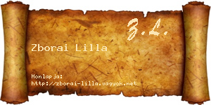 Zborai Lilla névjegykártya